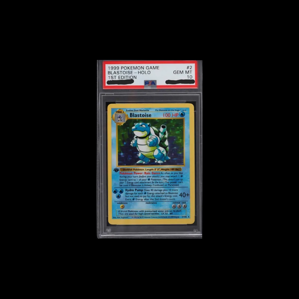 英語版初期　Blastoise 1st Edition Shadowless 1st Edition Shadowless Base BLASTOISE Holo 2/102 PSA 5 THIN