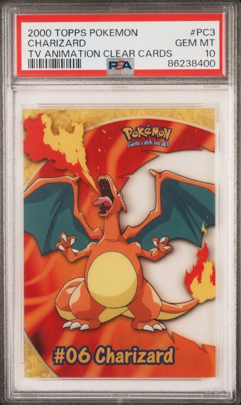 PSA 9 2000 Topps Pokemon TV 2024 Animation Clear Cards #PC3 Charizard