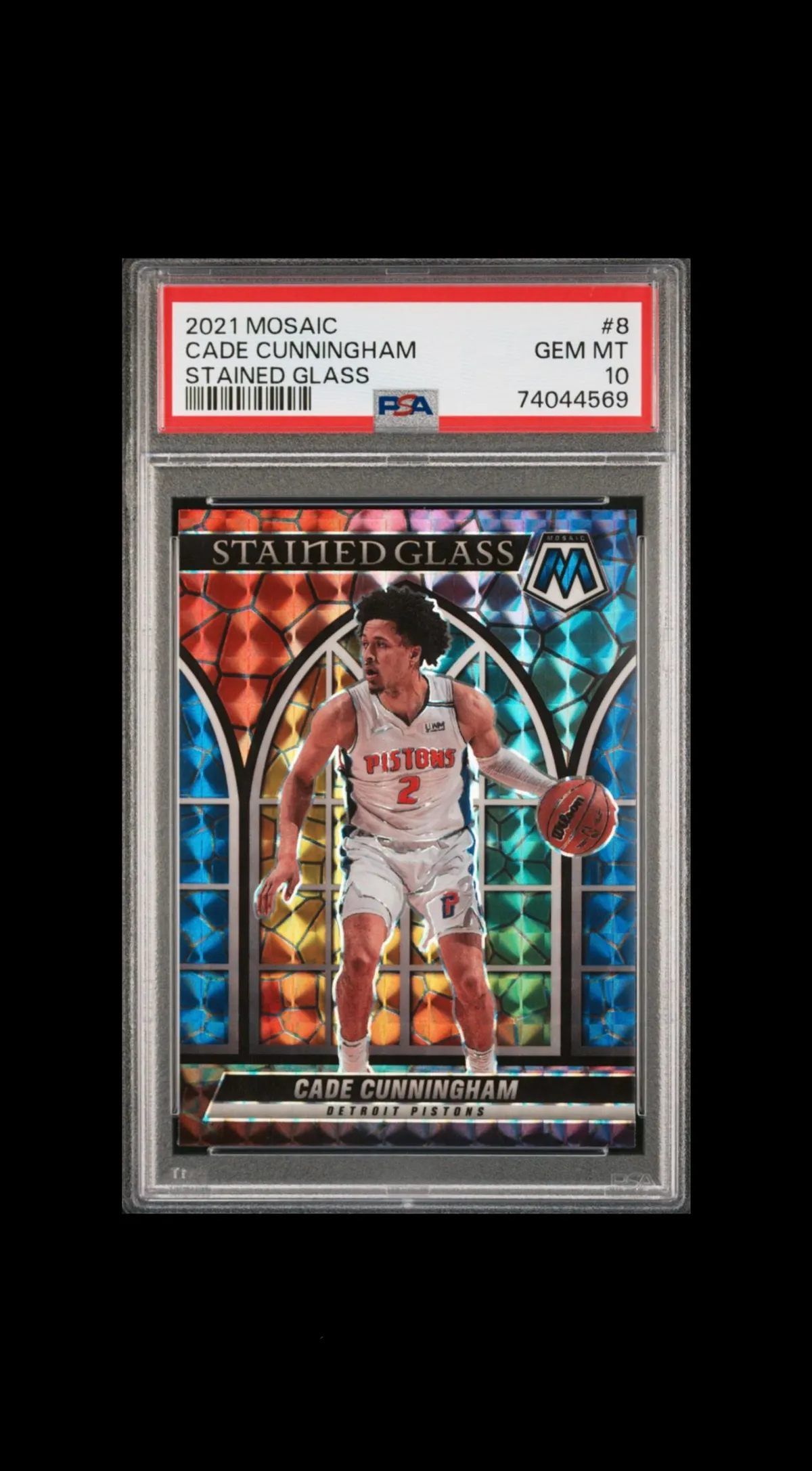 🏀 GRADED> 2021-22 Panini Mosaic ☆ CADE CUNNINGHAM ☆ STAINED GLASS ☆ RC  ROOKIE ☆ PSA 10 GEM MINT