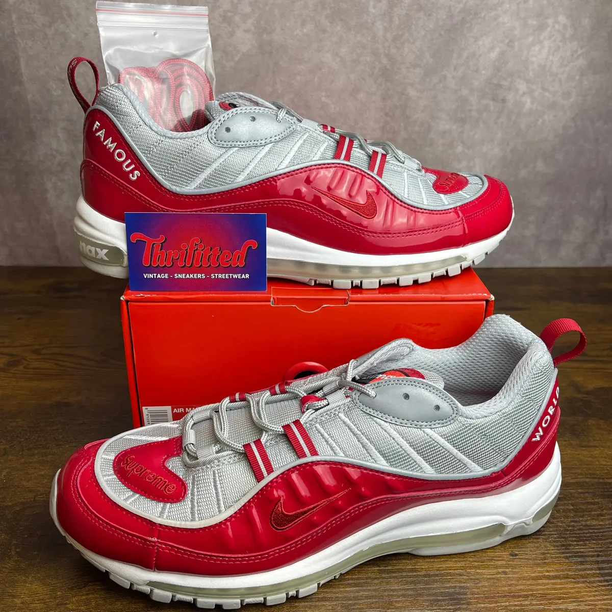 Nike Supreme x Air Max 98 Red Size 12 844694-600 OG Rare