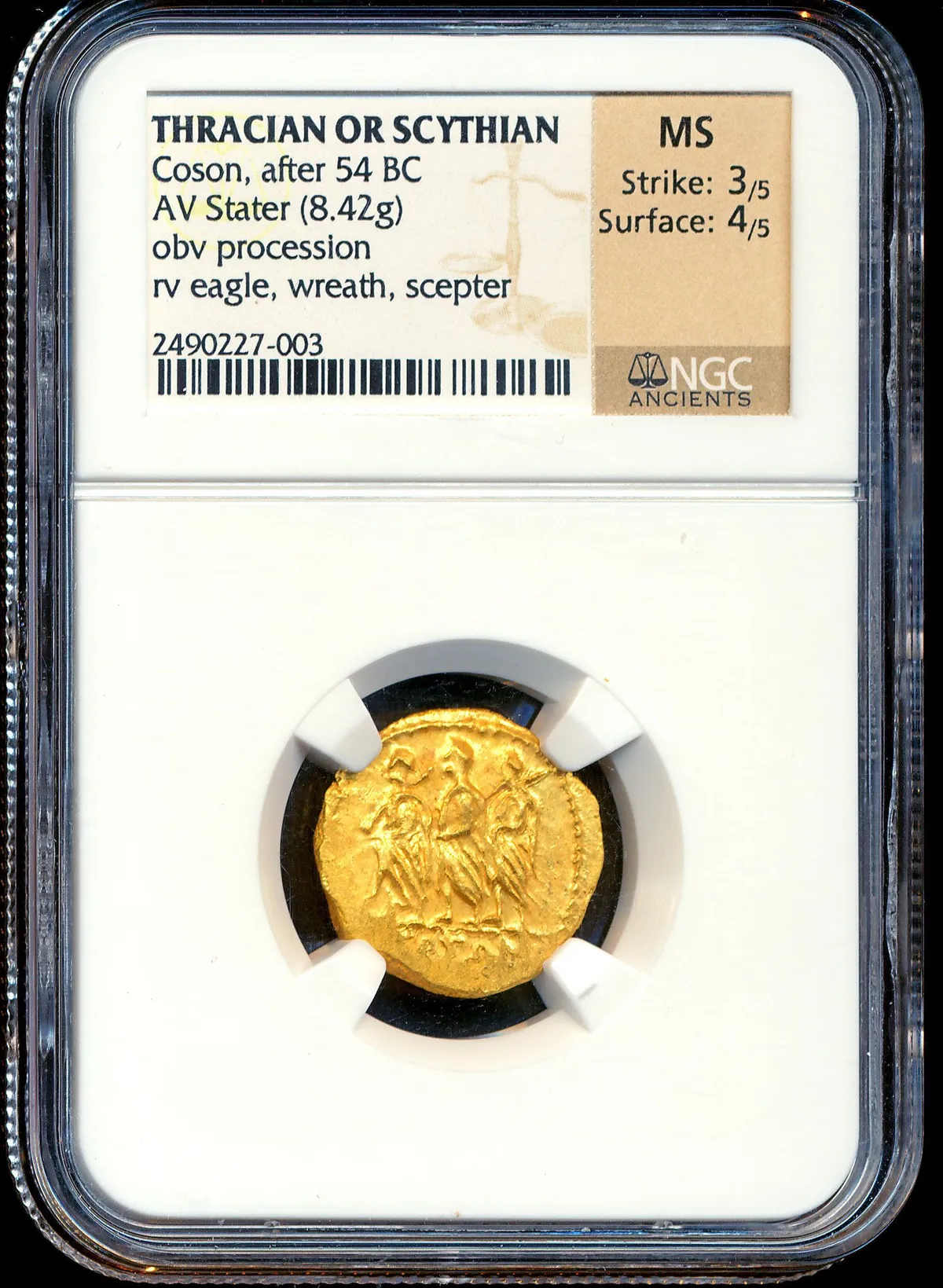 ST1 NGC MS Thrace, Coson Gold Stater after 54 BC - Brutus Ancient coin ...