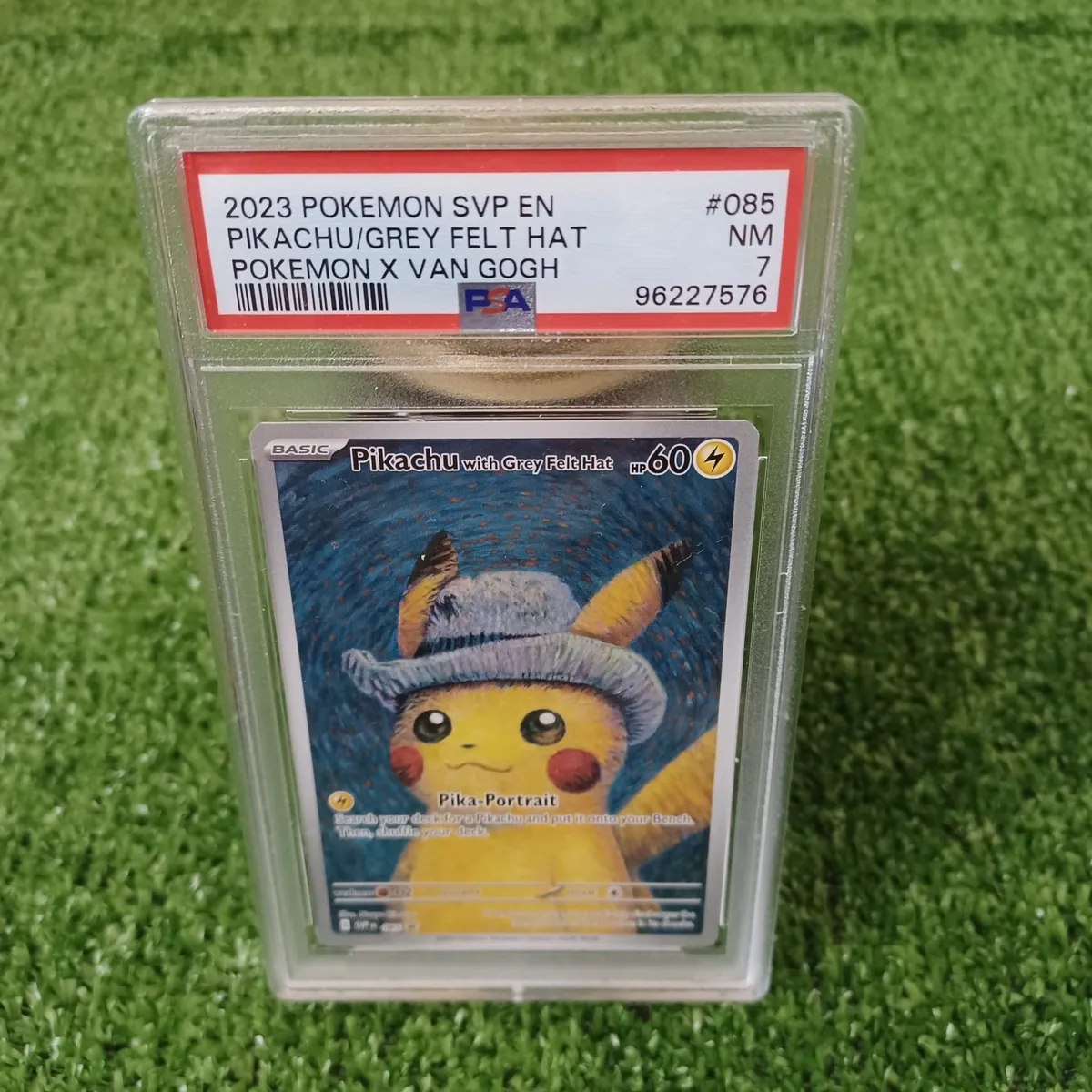 Pokemon Pikachu Grey Felt Hat Van Gogh Promo SVP 085 PSA 7