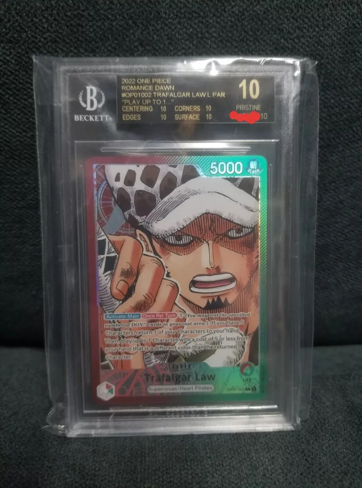 【新品未開封・送料無料】 LABEL BLACK 10 BGS TRAFALGAR 1 POP Art Alt L OP01-002 LAW ワンピース カードゲーム