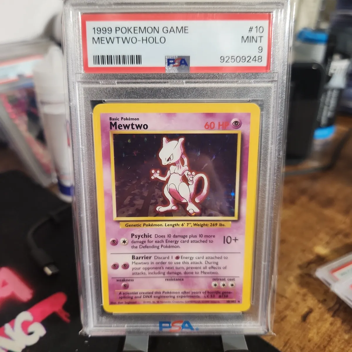 1999 Pokemon Game Base Set Unlimited #10 Mewtwo Holo Rare PSA 9 Mint 10 ...