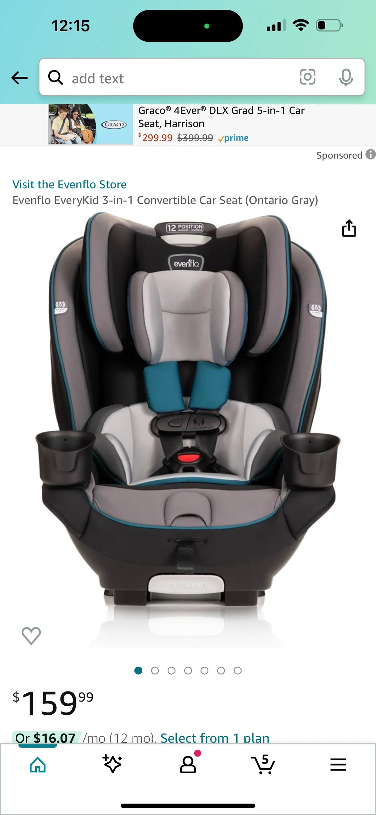 Evenflo EveryKid 4in1 Convertible Car Seat (Ontario Gray) · Whatnot