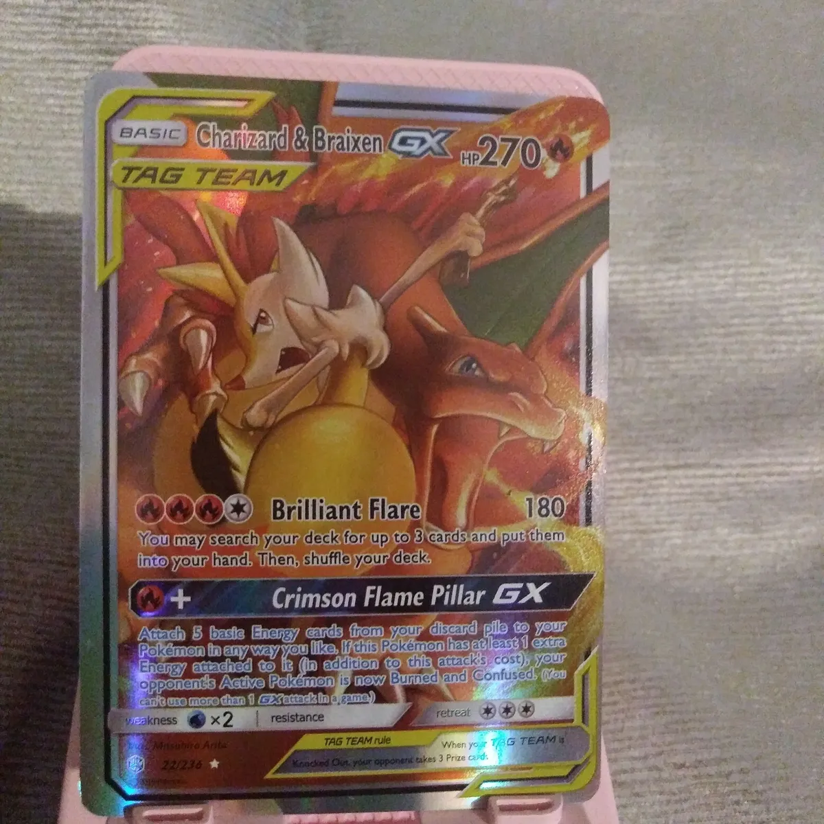 その他 Charizard & Braixen GX TAG TEAM 270 HP Charizard & Braixen GX HP270 TAG TEAM Gold Foil Fan Art