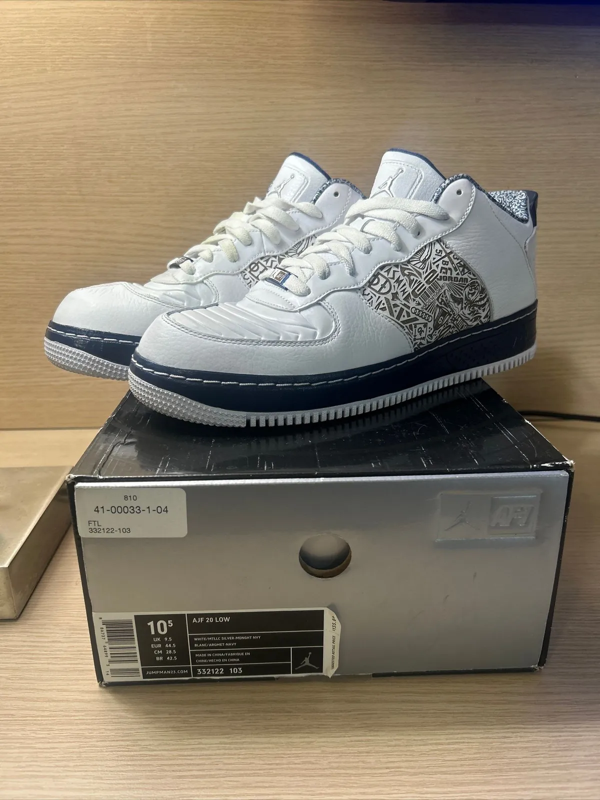 Size 10.5 Jordan Fusion 20 Low White Midnight Navy 2008 Air Force 1 Paisley Whatnot Buy Sell Go Live