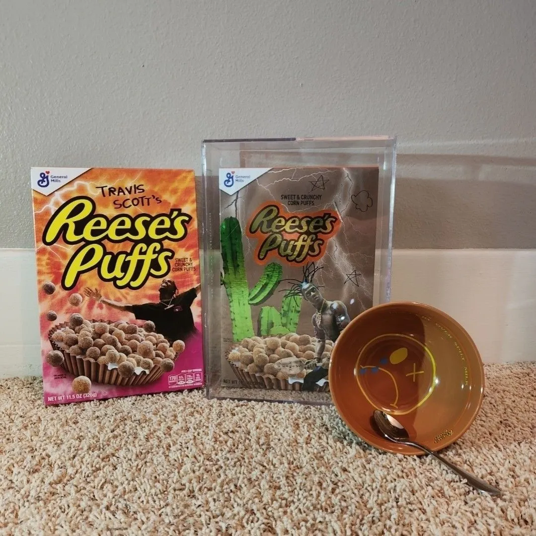 Travis Scott Reeses Puffs acrylic case spoon and bowl