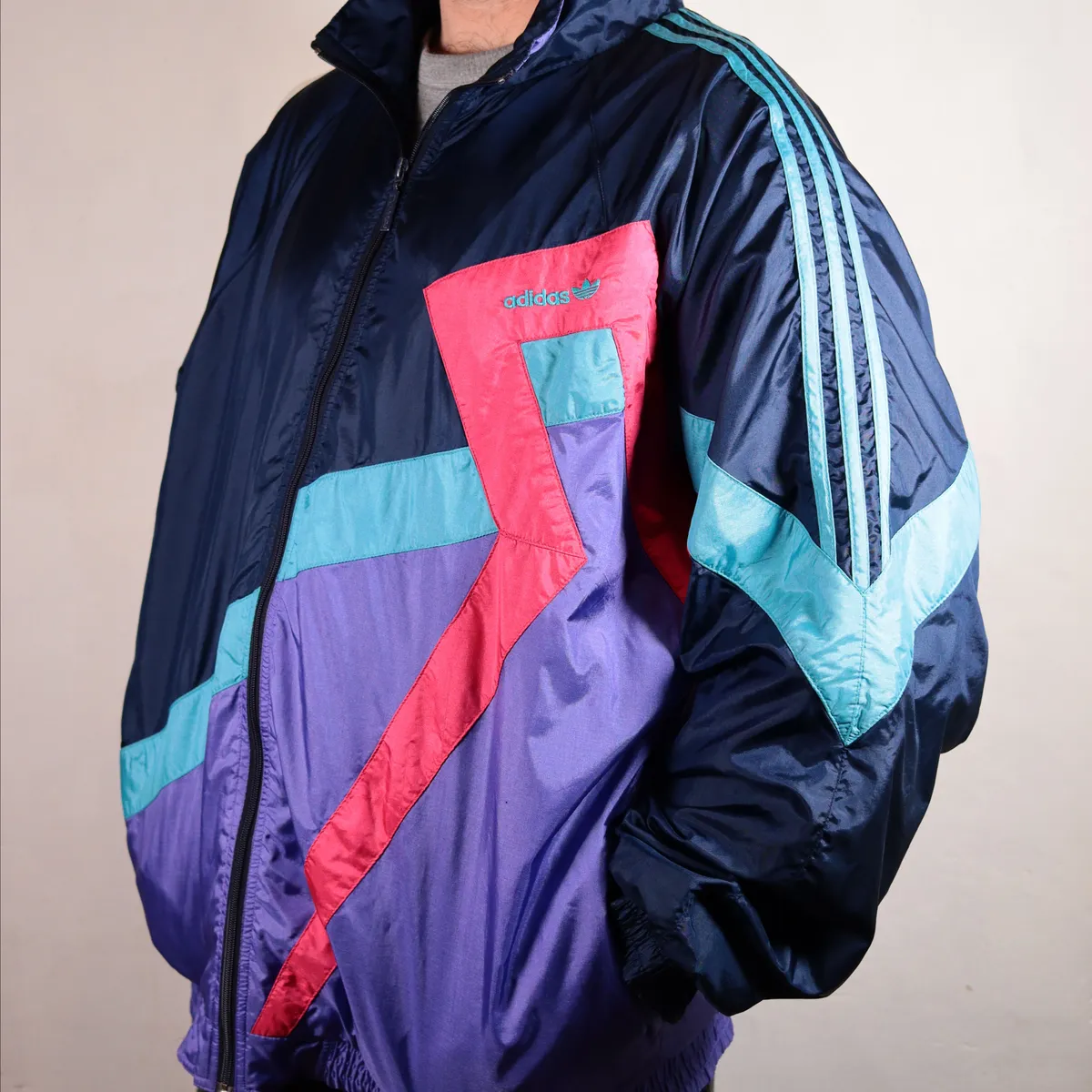 Adidas Vintage 90s Bright Rave Festival Shell Track Jacket Size XL