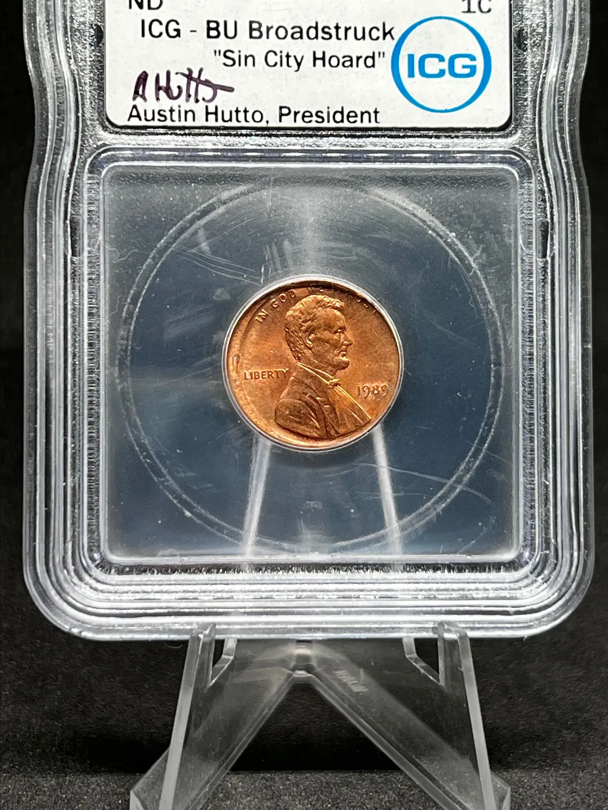 4. 1989 Broadstruck Penny Sin city hoard ICG Brilliant