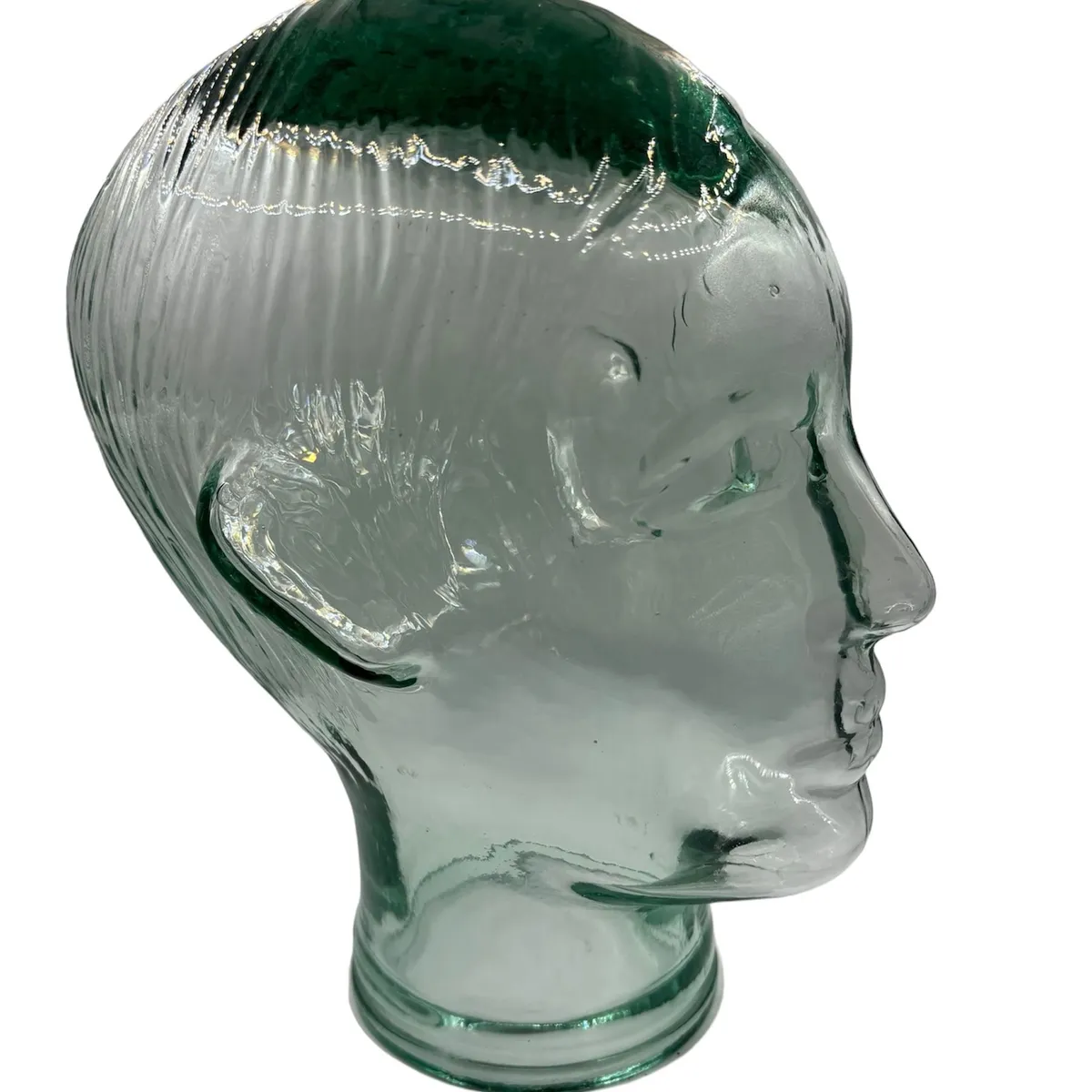 Vintage Original American Made Greenish Aqua Glass Male Mannequin Head · Whatnot Buy Sell And Go 8718