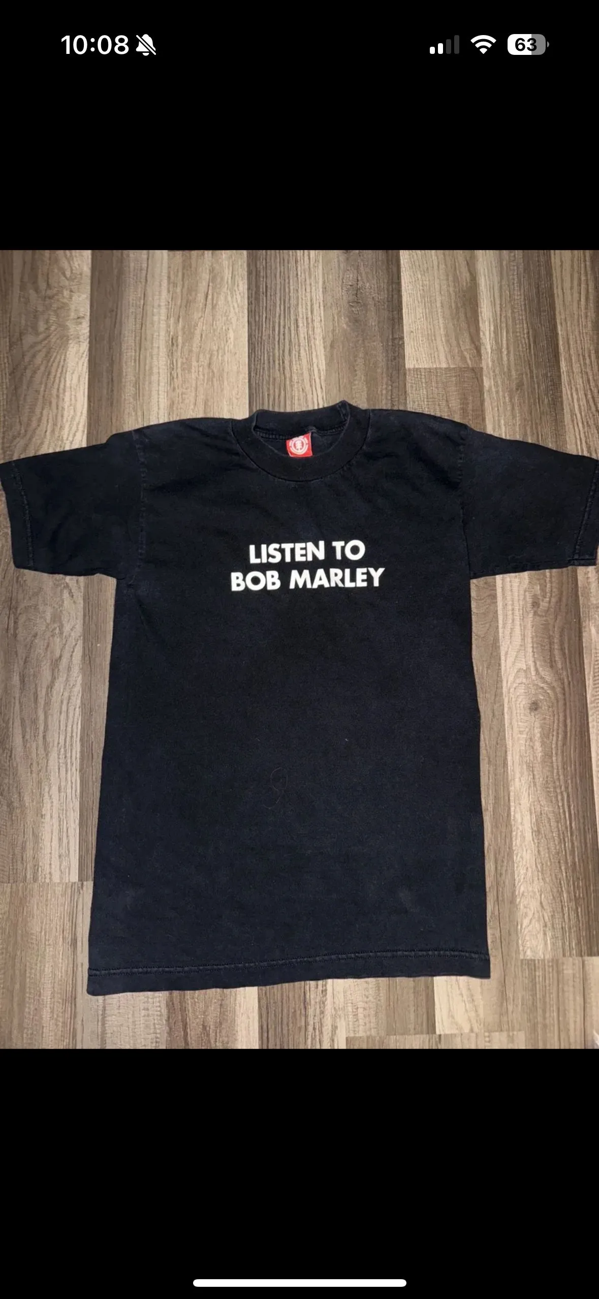 Vintage Element Skateboarding Listen To Bob Marley T-Shirt Black