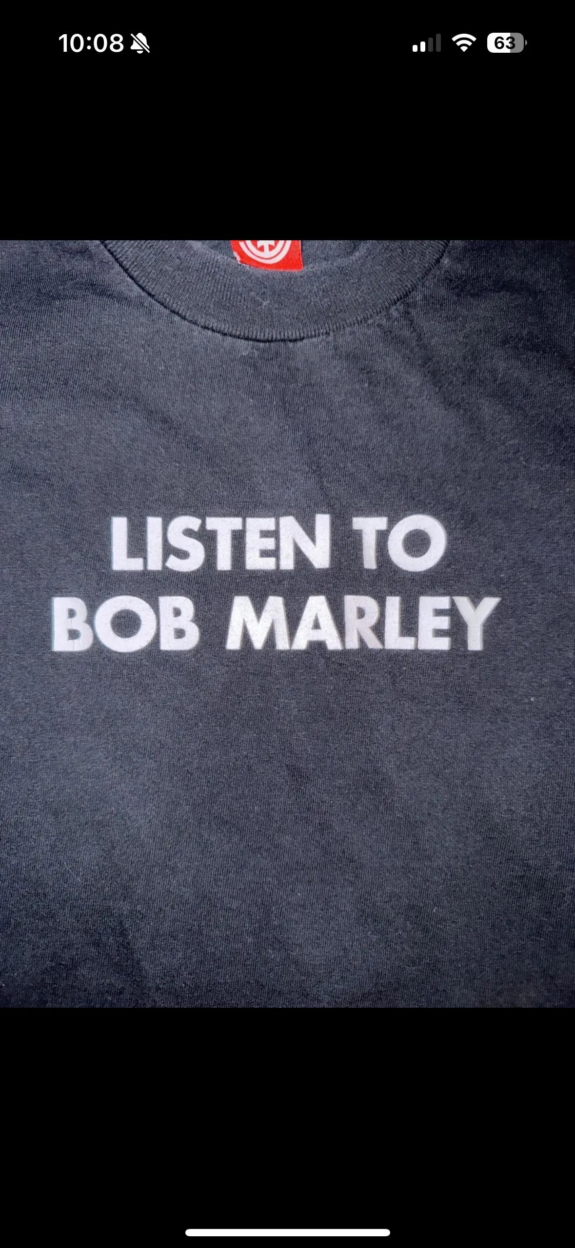 Vintage Element Skateboarding Listen To Bob Marley T-Shirt Black