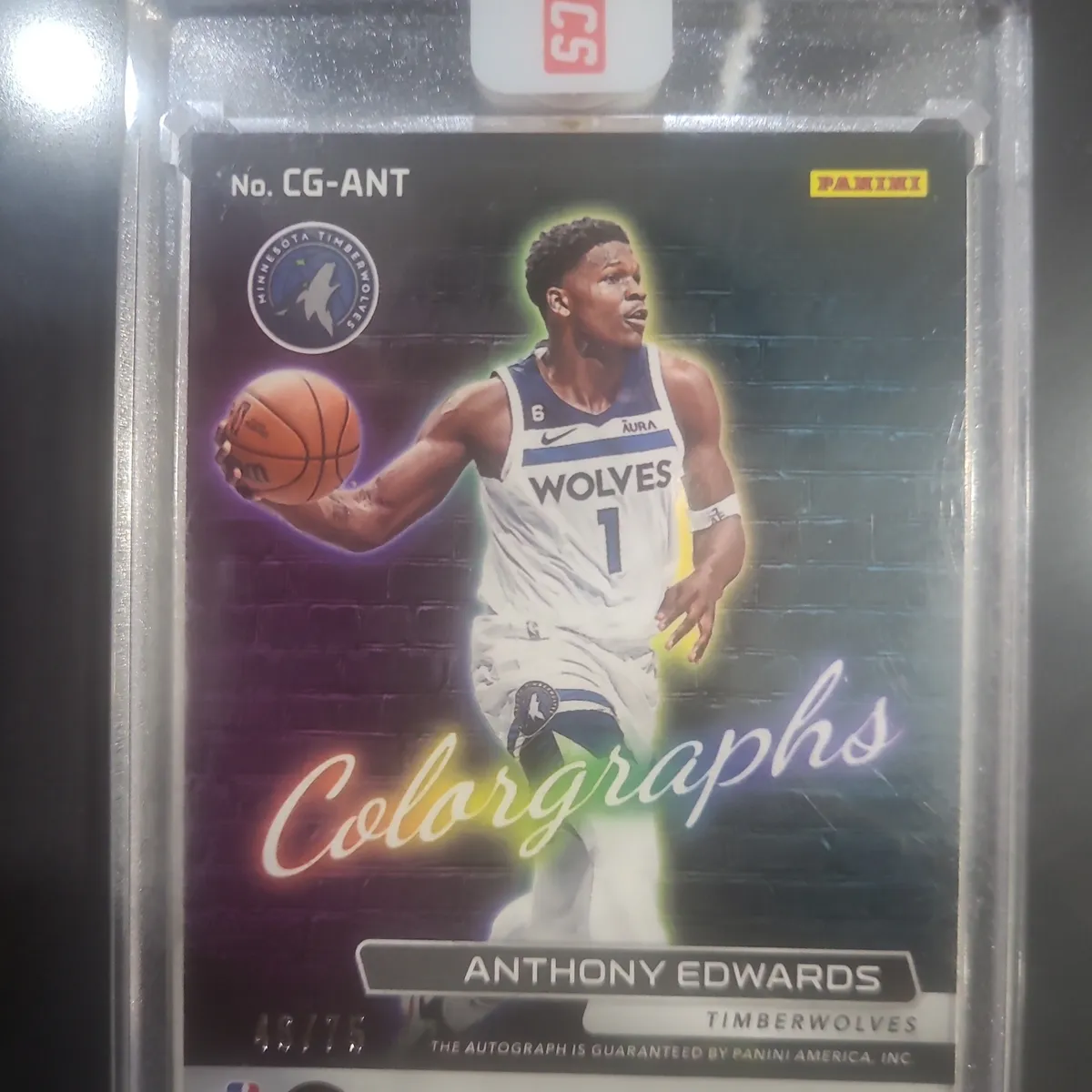 2022 2023 Panini Spectra Anthony Edwards Colorgraphs 46/75 ON CARD AUTO!