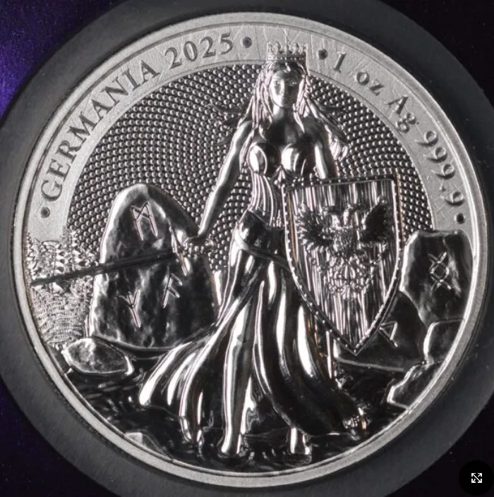 女戦士 ゲルマニア★最高鑑定 MS70 2025 1oz 銀貨 5マルク NGC Lady Germania 2025 5 Mark 1 Oz Pure Silver NGC MS70 Trader Bea