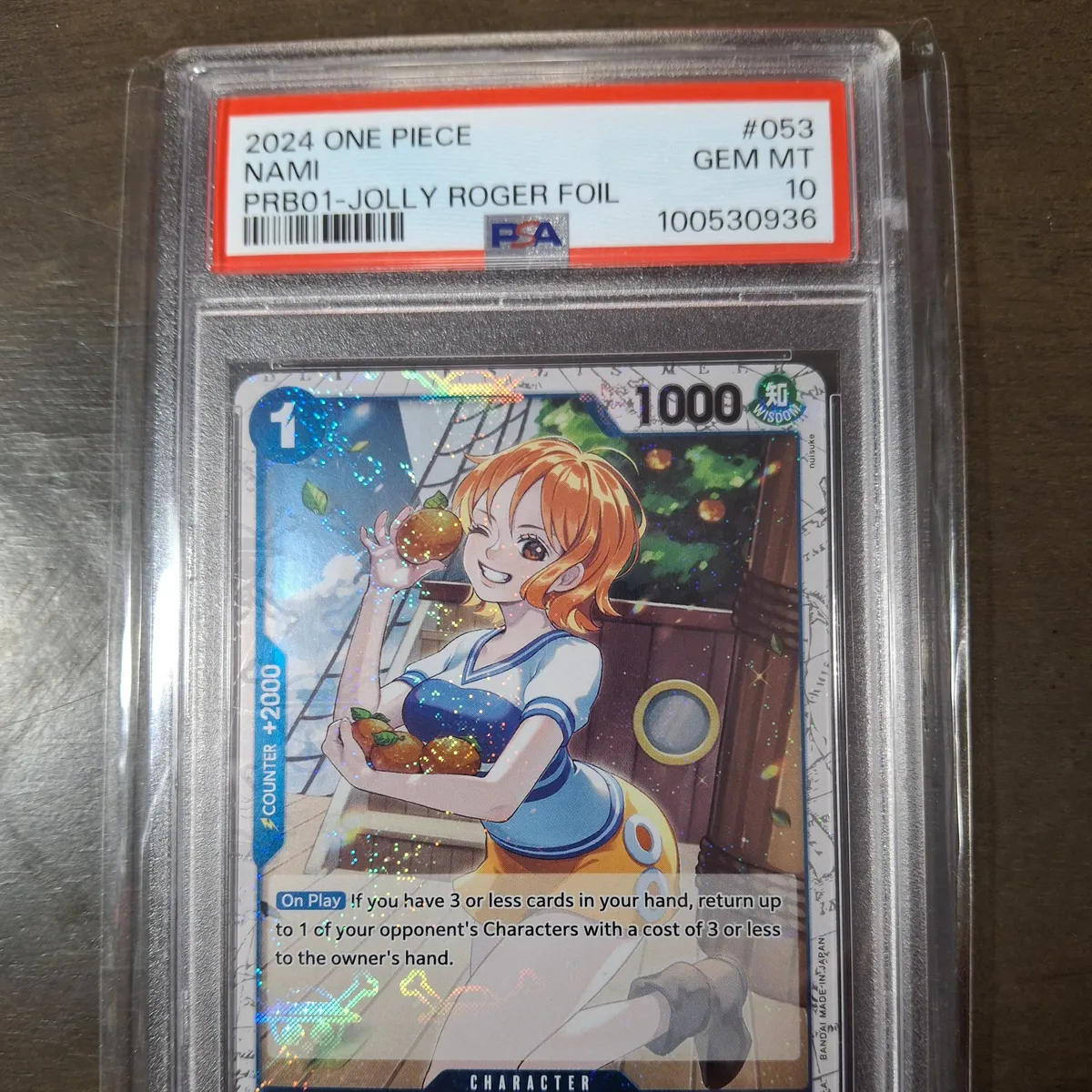2024 ONE PIECE PRB-01 NAMI P-053 (P) FULL ART PSA GEM MINT