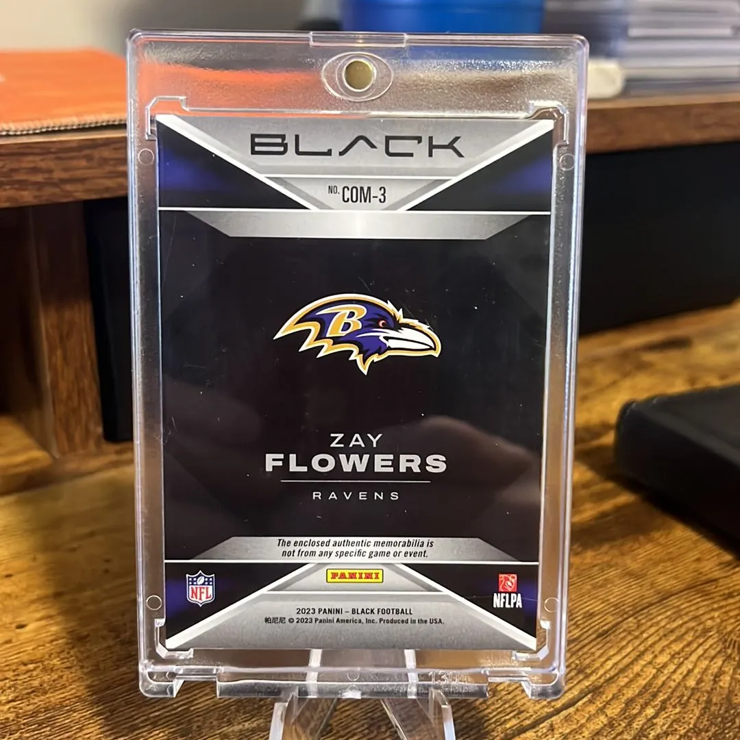 Zay Flowers 2023 Panini Black Components Rookie Tri-Patch Ruby /10