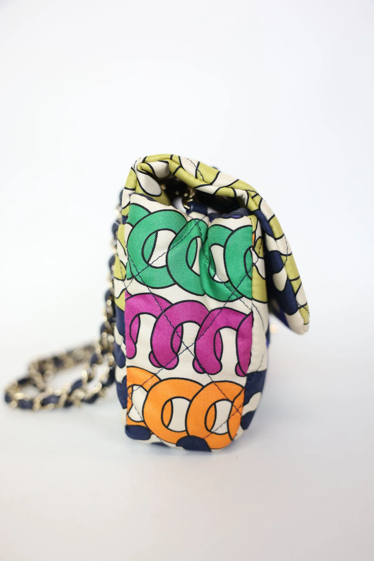 トートバッグ × ヴィンテージ(中古) Chanel Rainbow Top Handle Chain Bag Chanel Rainbow Logo Quilted Textile Tote Gold Hardware, 2021