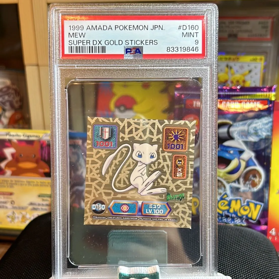 G-PSA 9 1999 Amada Pokemon Japan Mew GOLD Super DX Gold Stickers