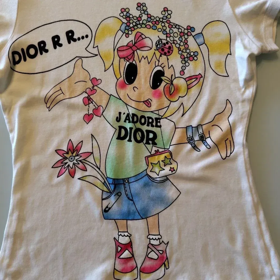Christian Dior キャラクターTシャツ USA 8 Christian Dior Character Girl T-shirt size 8 Rare - size S