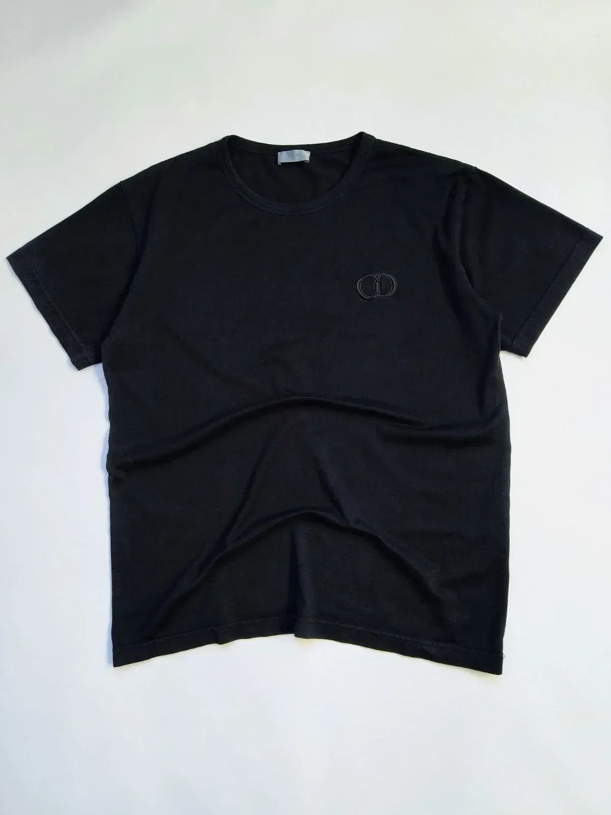 Christian Dior CD Icon Logo Embroidered Men's Black T-shirt Size S