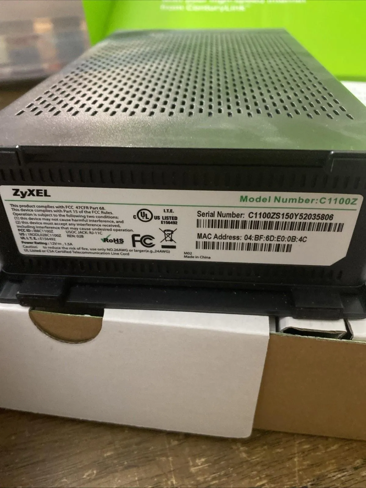 CenturyLink C1100Z ZyXEL 802.11n Wireless Modem Router VDSL ADSL2+ GPON ...