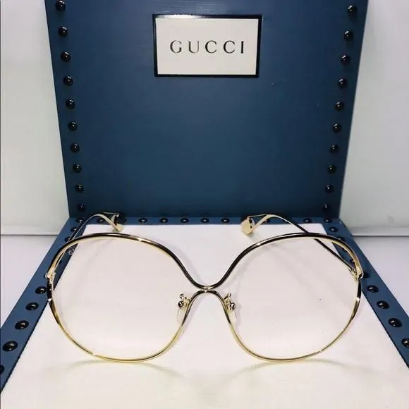 Gucci Sunglasses GG0362 on sale Gold Metal Pearl Oversized Women's Round 57MM