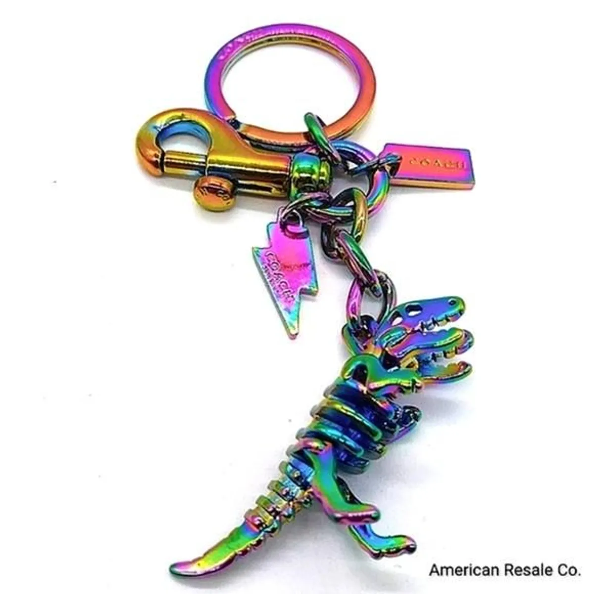 Coach rexy deals oil slick keychain