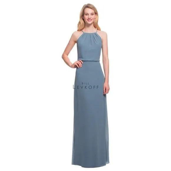 Bill LEVKOFF Chiffon wide straps store A-Line Gown