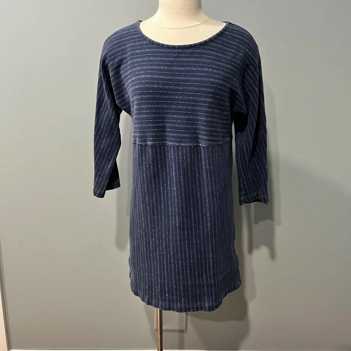 Hatch The Brunch Blue Striped 3/4 Sleeve Mini Maternity Dress Sz 1 (S ...