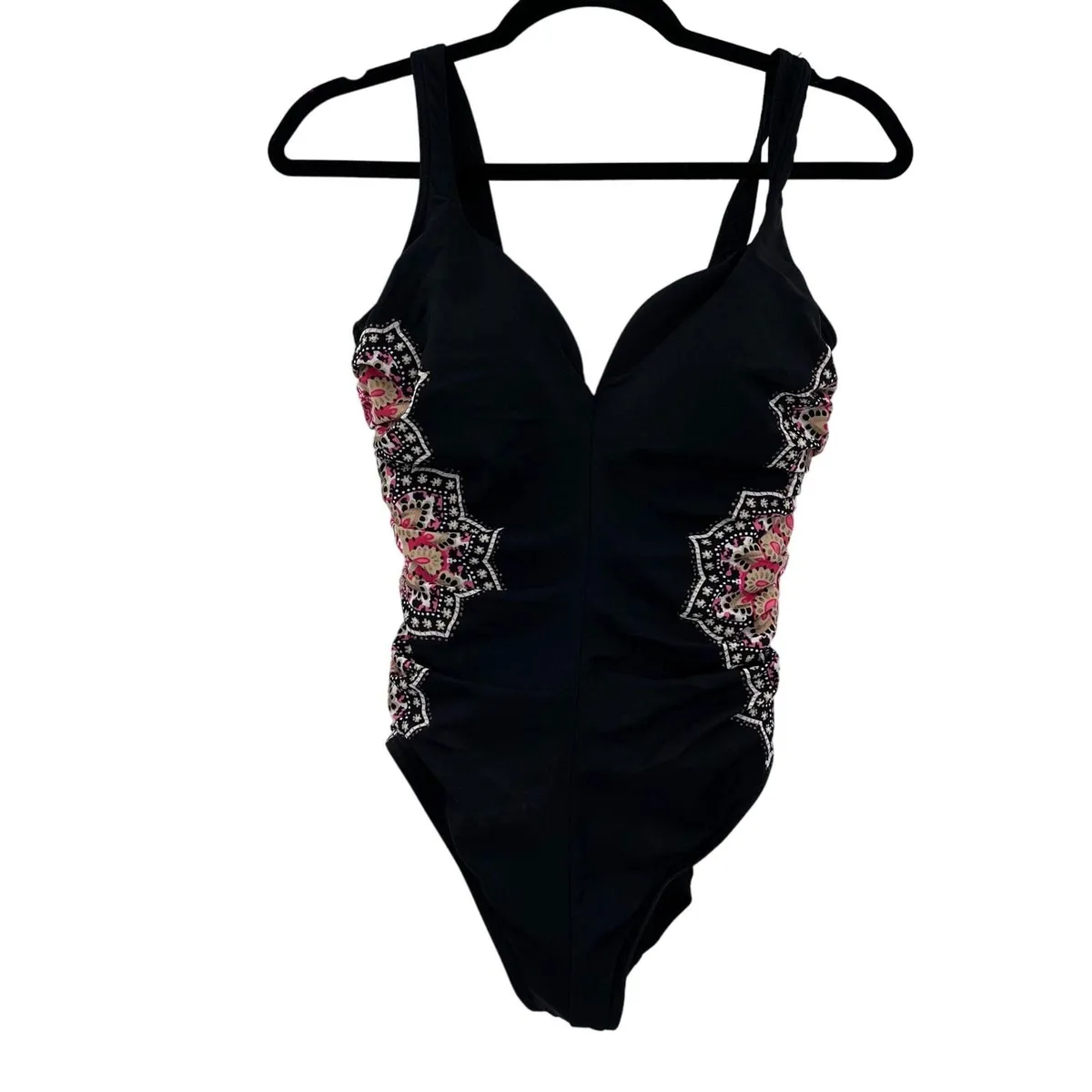 Miraclesuit Temptress Mandala Swimsuit Black Slimming Womens 12 Large ...