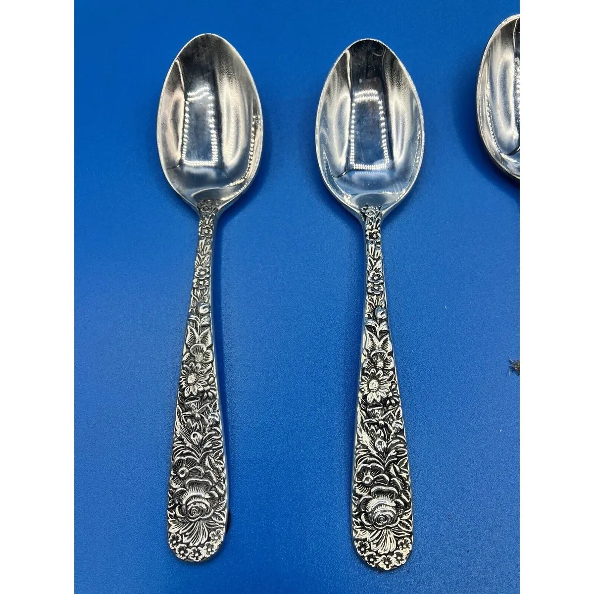 Godinger Gold Silverware Tablespoon Spoon Roses Beautiful Silver Lot Of