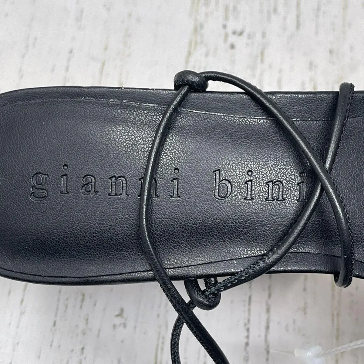 Gianni Bini Sandals Size 9.5 Black Rixey Leather Platform Ankle Wrap