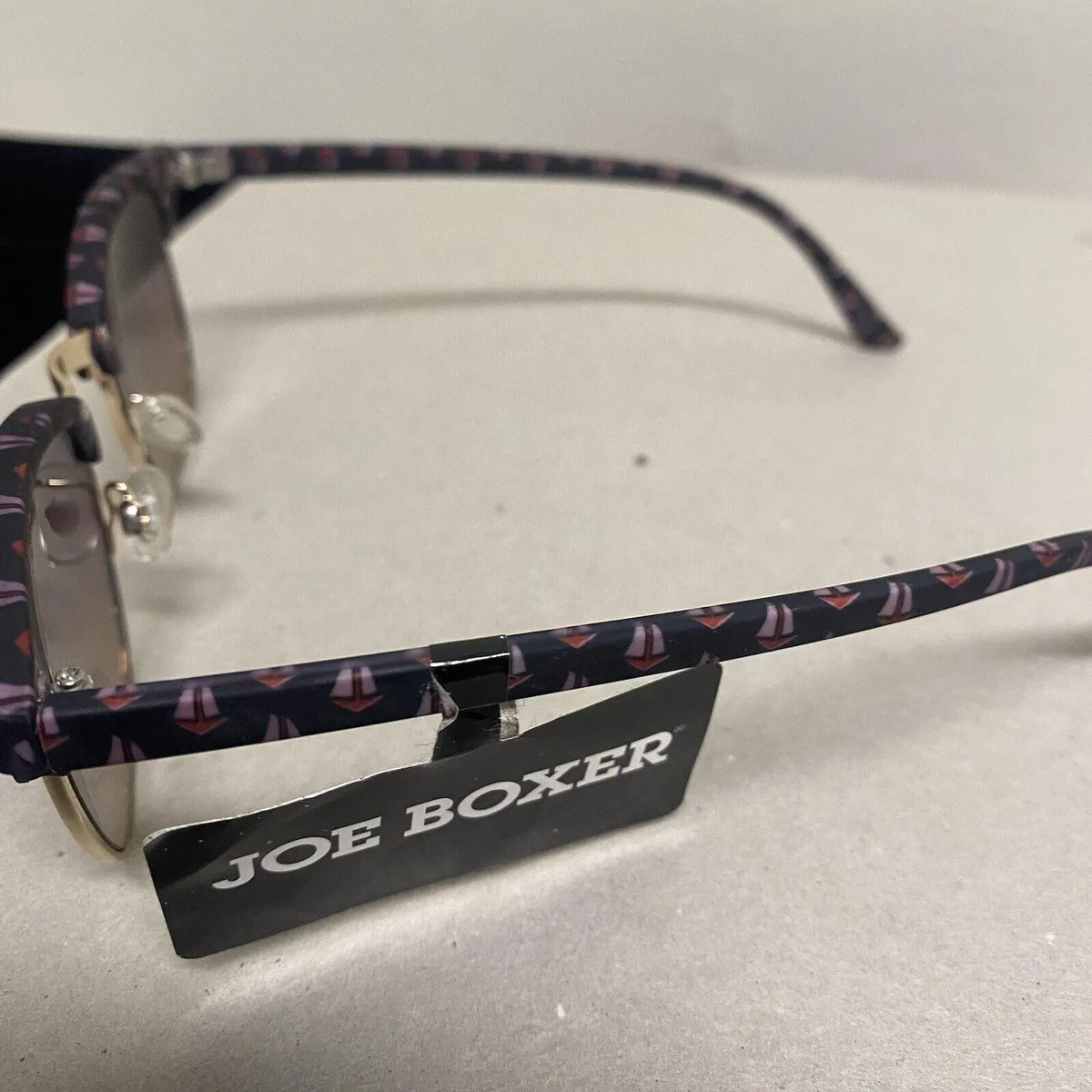 Joe Boxer Half Rim Sunglasses Retro Look Sail Boat All Over Print Gold Metal New Whatnot Buy Sell Go Live