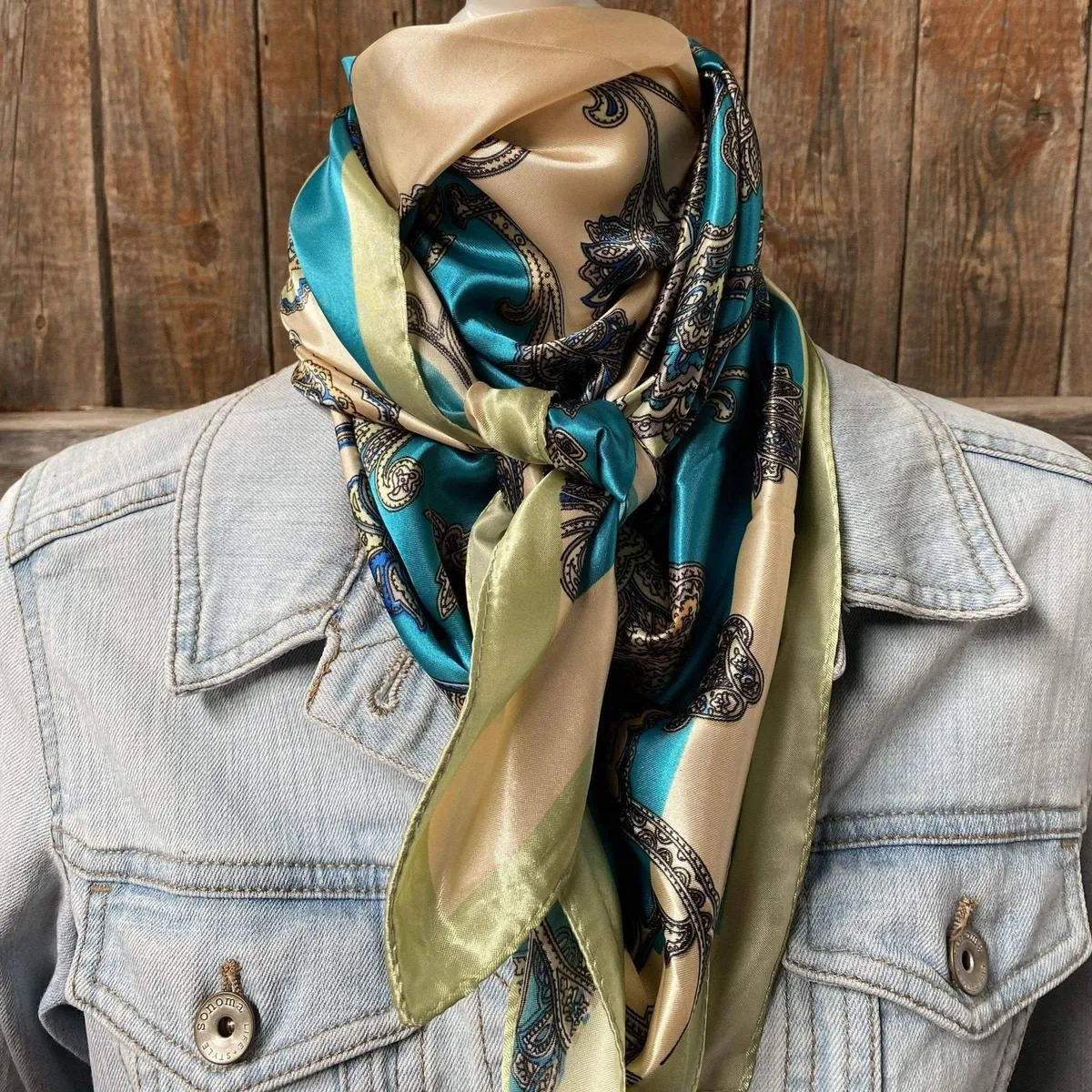 Turquoise Paisley Printed Western Southwestern Wild Rag Scarf Accent ...