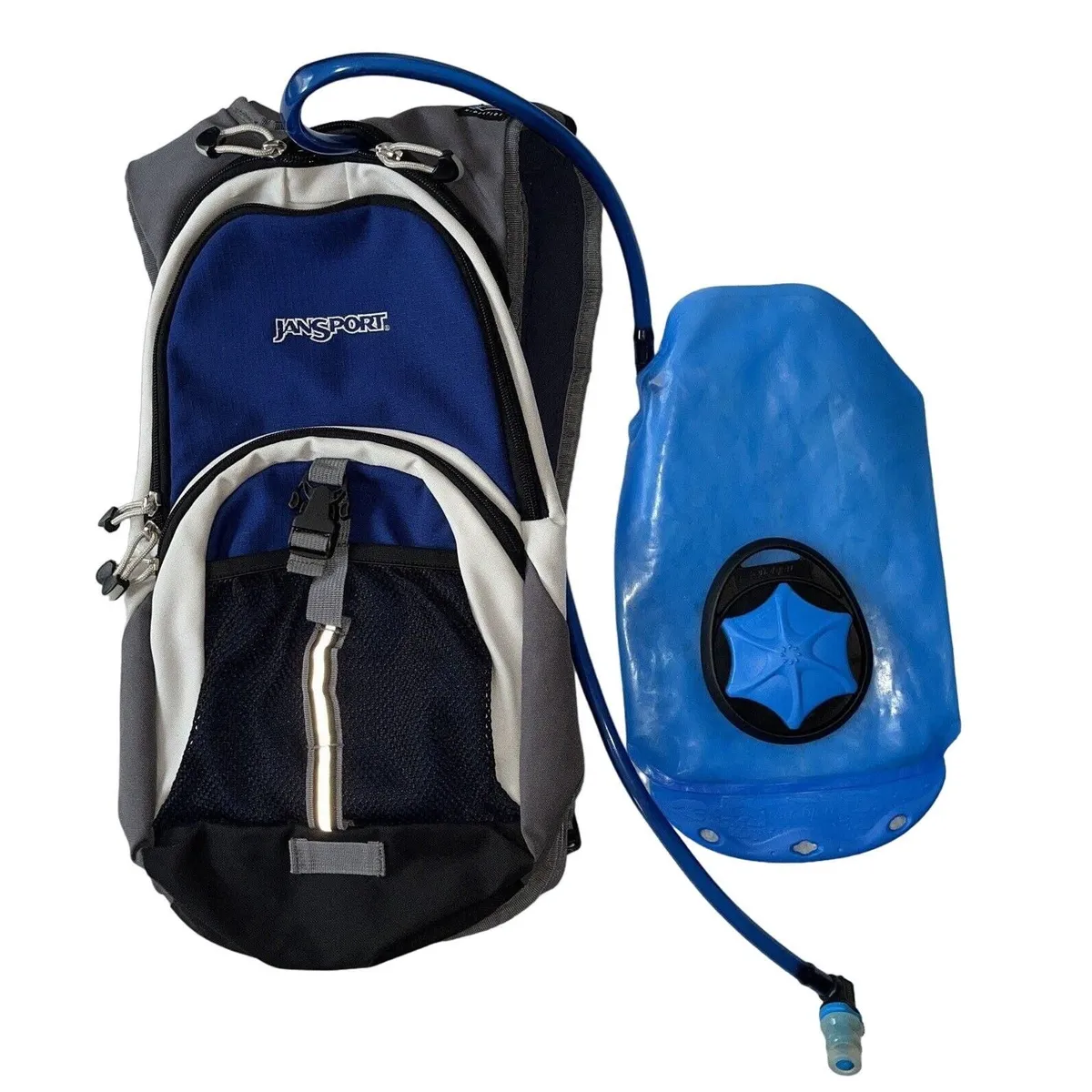 Jansport Nalgene Hydration Backpack With Bladder Blue & Gray Hiking EUC