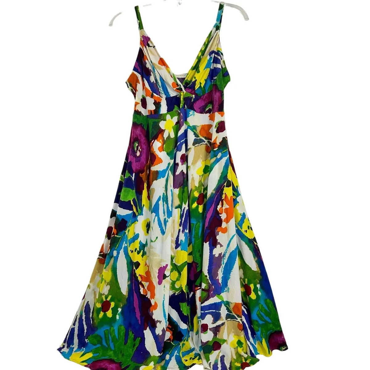 Jams World Dress V-Neck Spaghetti Strap A-Line Bright Colorful Sun