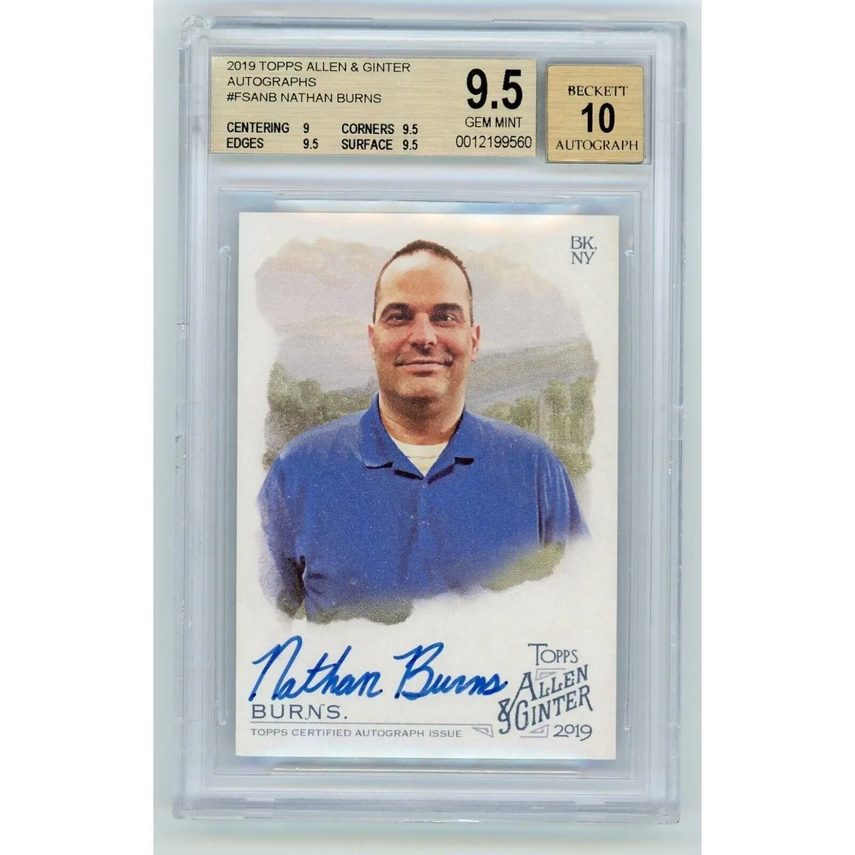 2019 Topps Allen & Ginter Autographs #FSANB Nathan Burns BGS