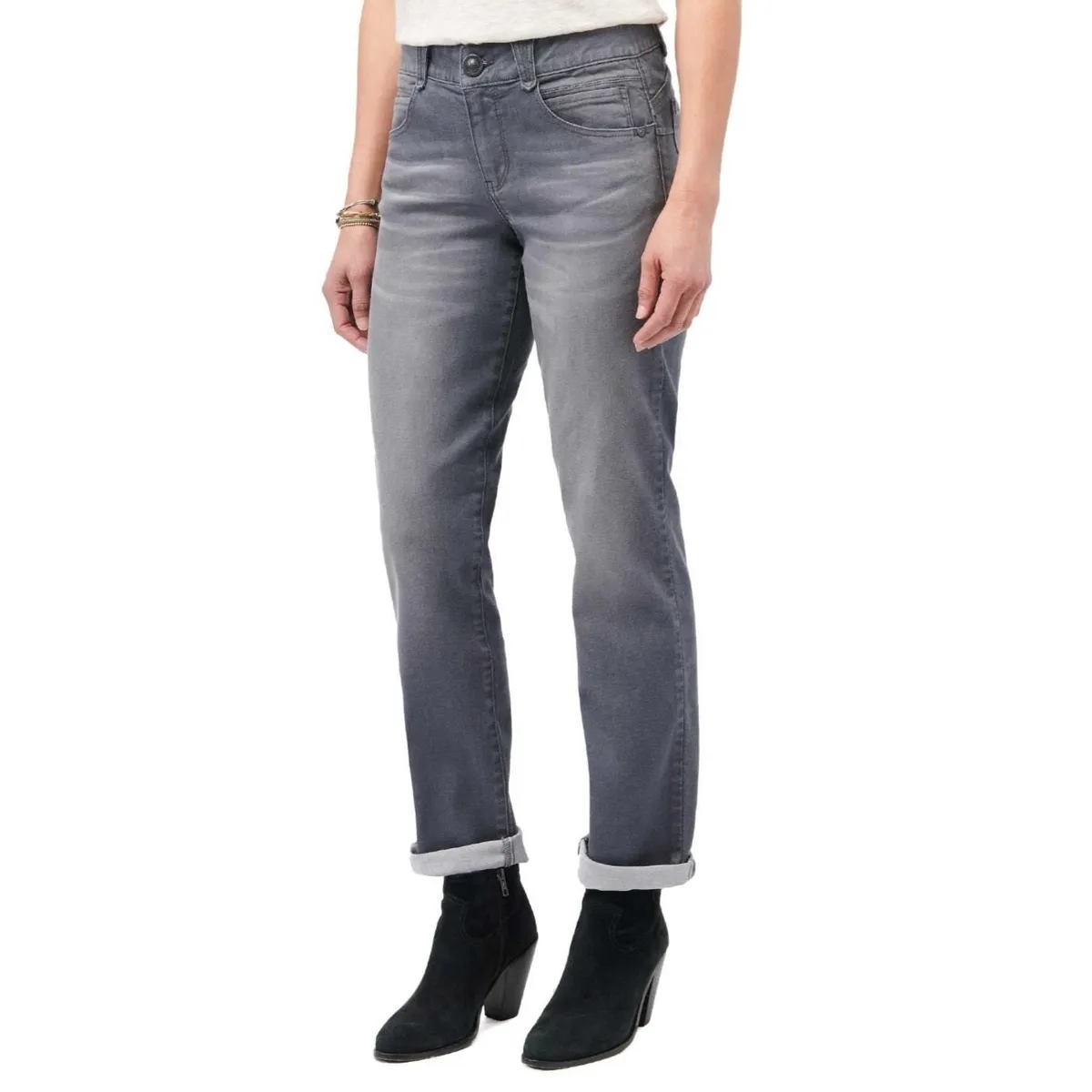 Democracy Women's Petite Ab Solution Booty Lift Straight Leg Jeans in ...