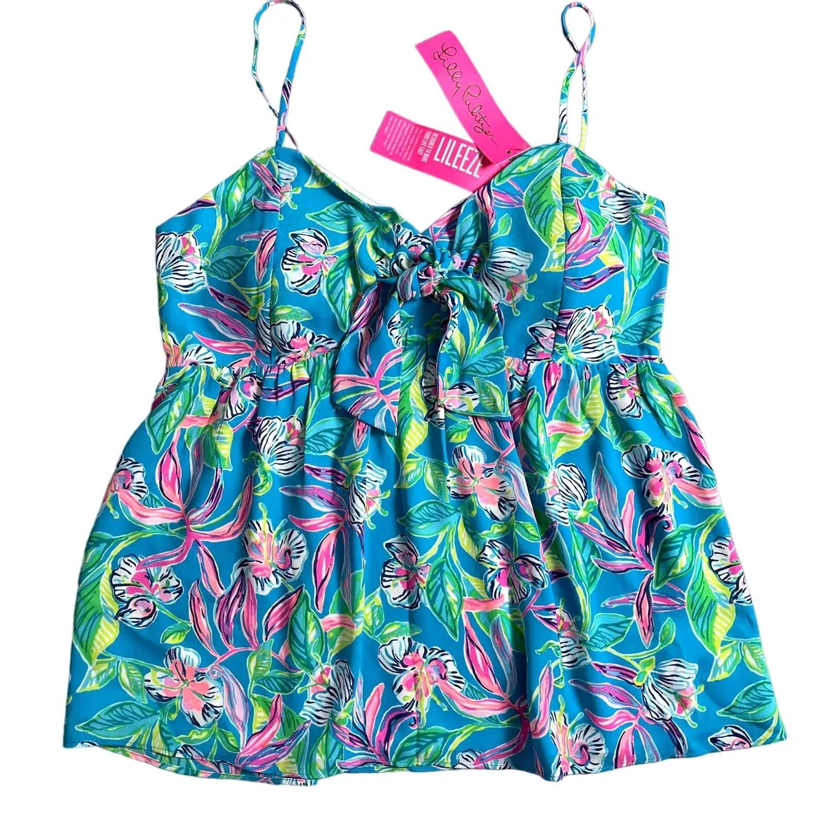 LILLY offers PULITZER CADIE CAMI IN FORMENTERA TURQUOISE KEEP ON BELEAFING