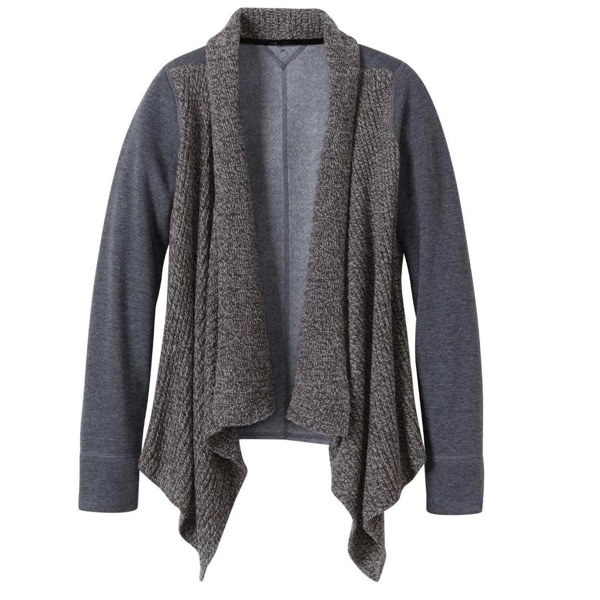 Prana 2024 Demure Charcoal Gray Open Draped Cardigan Sweater Organic Cotton Small NEW