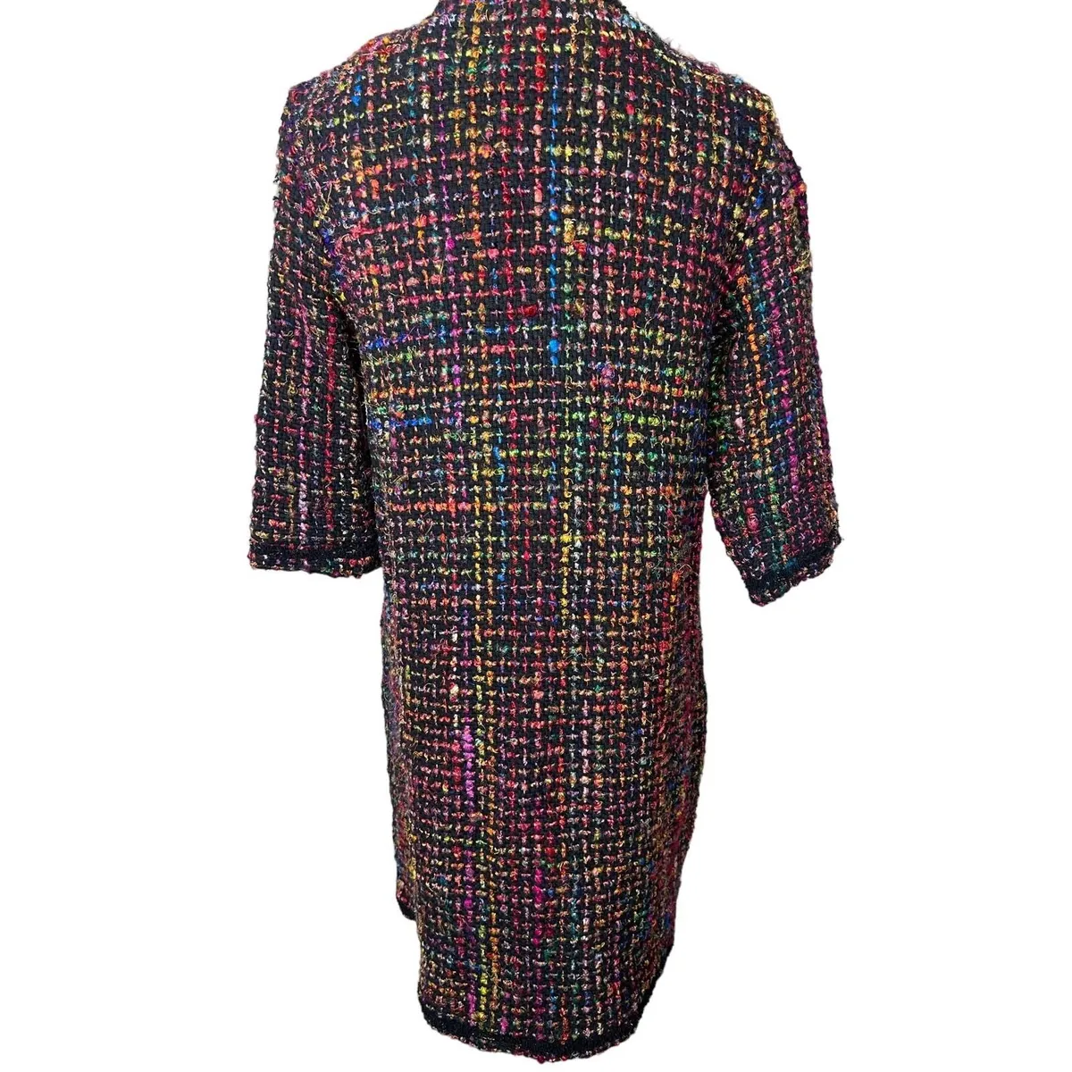 Anthropologie Ett Twa Berwyn shops Tweed Jacket Colorful Open Front 3/4 Sleeve XS NEW