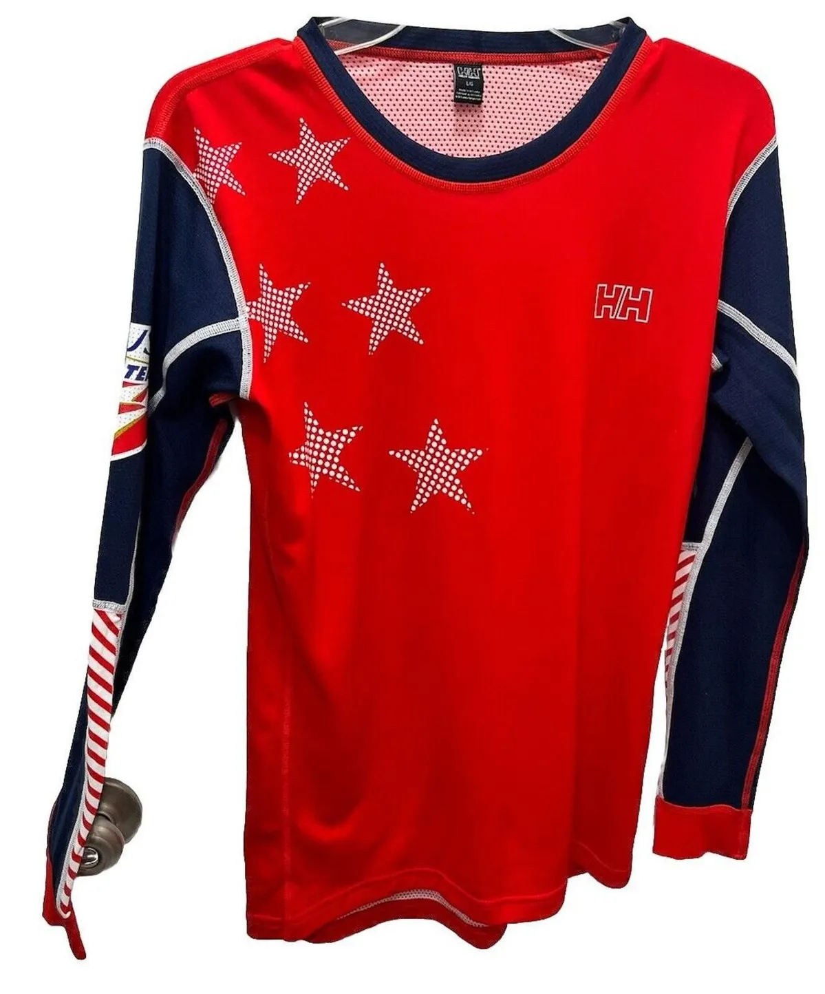 Helly Hansen US factory Ski Team Long Sleeve Base Layer Shirt Patriotic Skiing Olympics