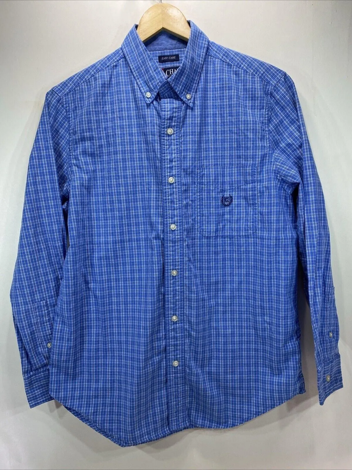 Chaps Plaid Shirt Size Blue Multi Color Button Front Long