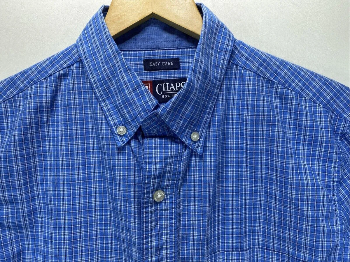 Chaps Plaid Shirt Size Blue Multi Color Button Front Long