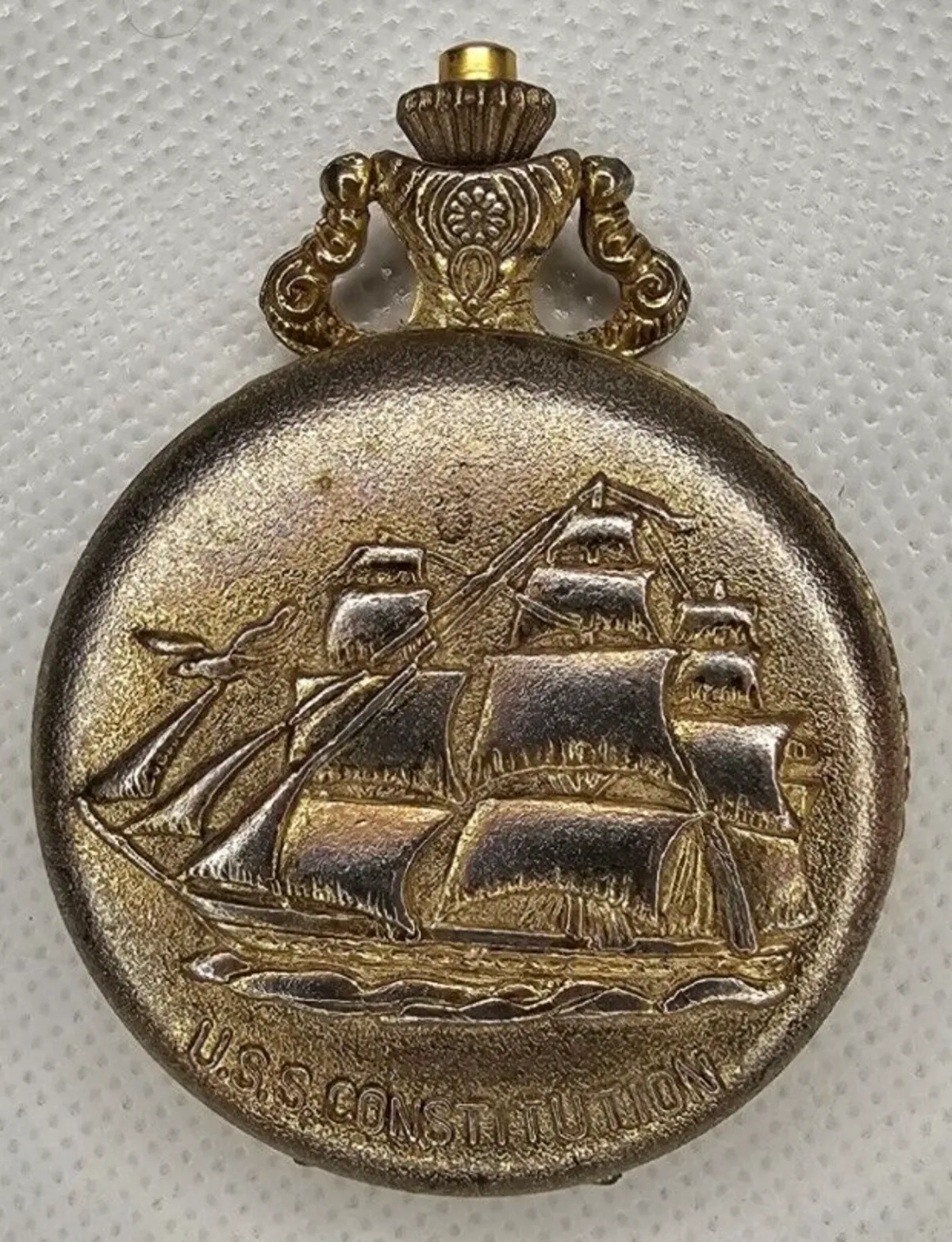 Working Windup Geneva Antimagnetic U.S.S. Constitution Pocket Watch Whatnot Buy Sell Go Live