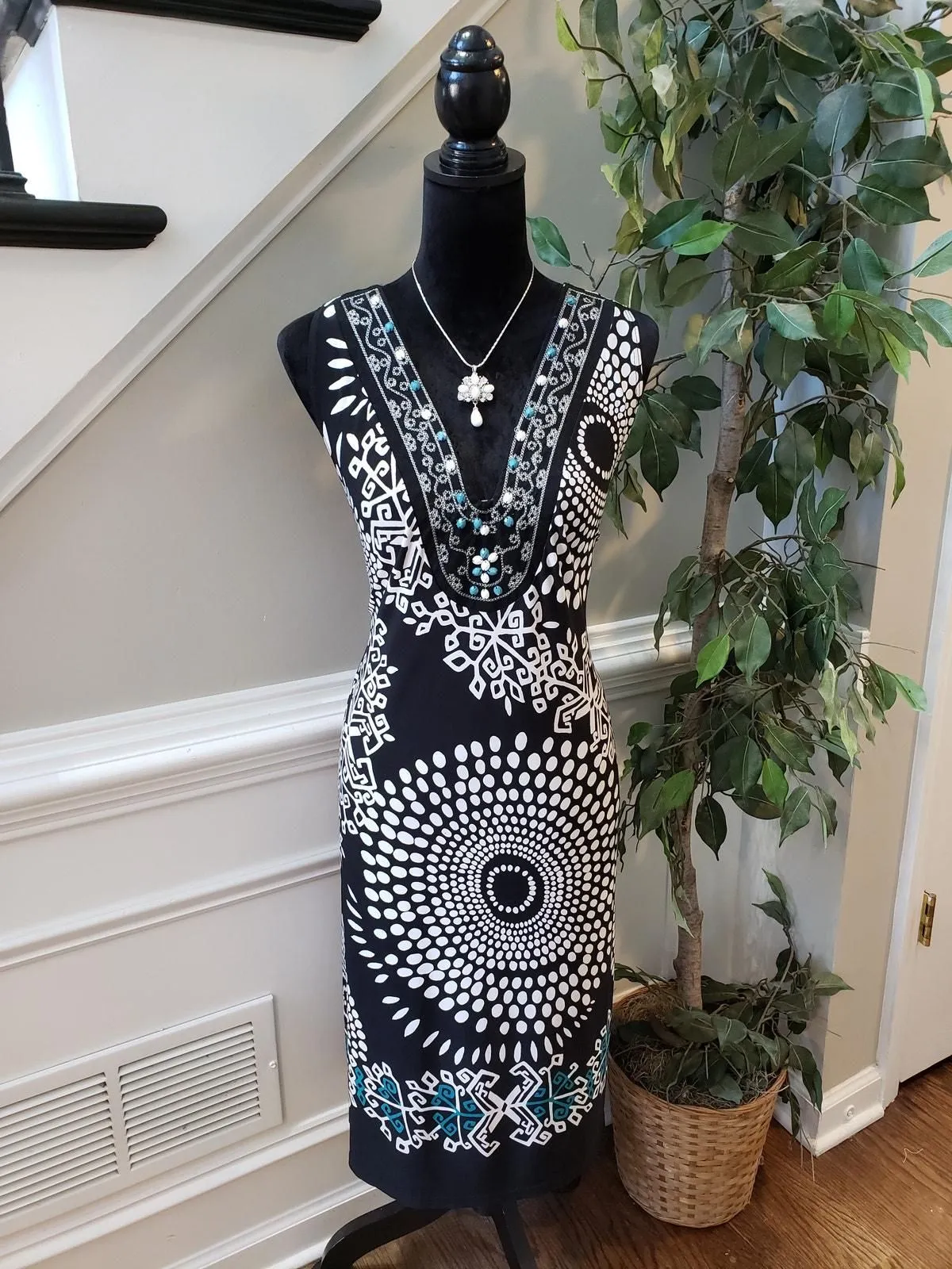 Cato (New with Tags) Blue & White Striped Sleeveless Dress