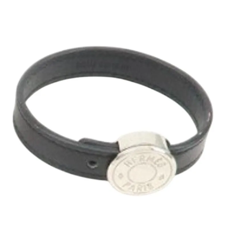 【未使用品】HERMES | Sellier Looping Bracelet HERMES Sellier looping Bracelet bangle J leather Black White