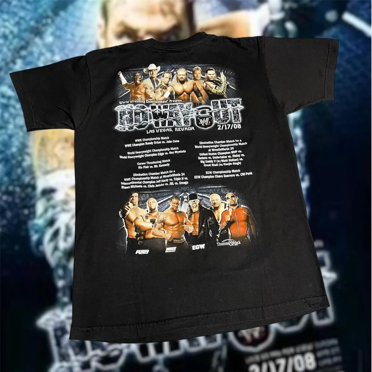 Vintage 2008 WWE No Way Out John Cena Randy Orton Wrestling Tee