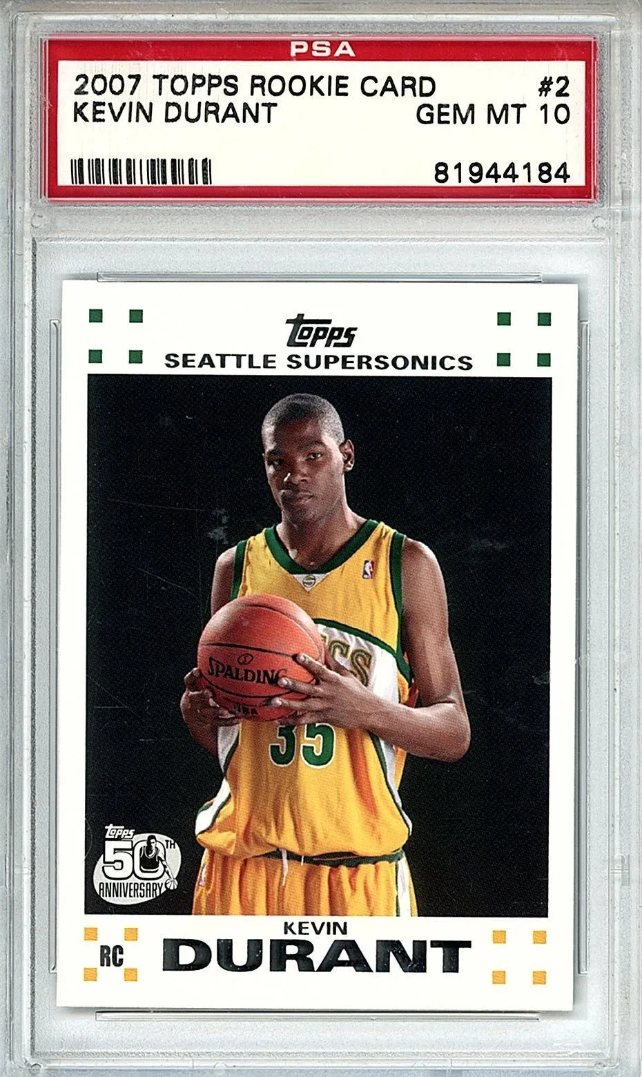 KEVIN DURANT | 2007 TOPPS ROOKIE CARD | PSA GEM MT 10